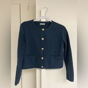 J. Crew Navy Blue Cardigan with Gold Buttons